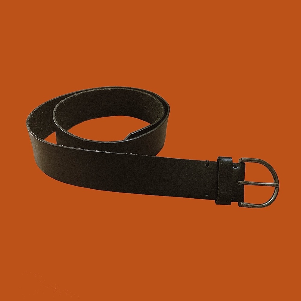 American Eagle Outfitters Wide Black Leather, Gold Pin Buckle Belt Size S